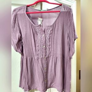 Maurices lilac/purple peplum blouse- Brand New. Size Large.